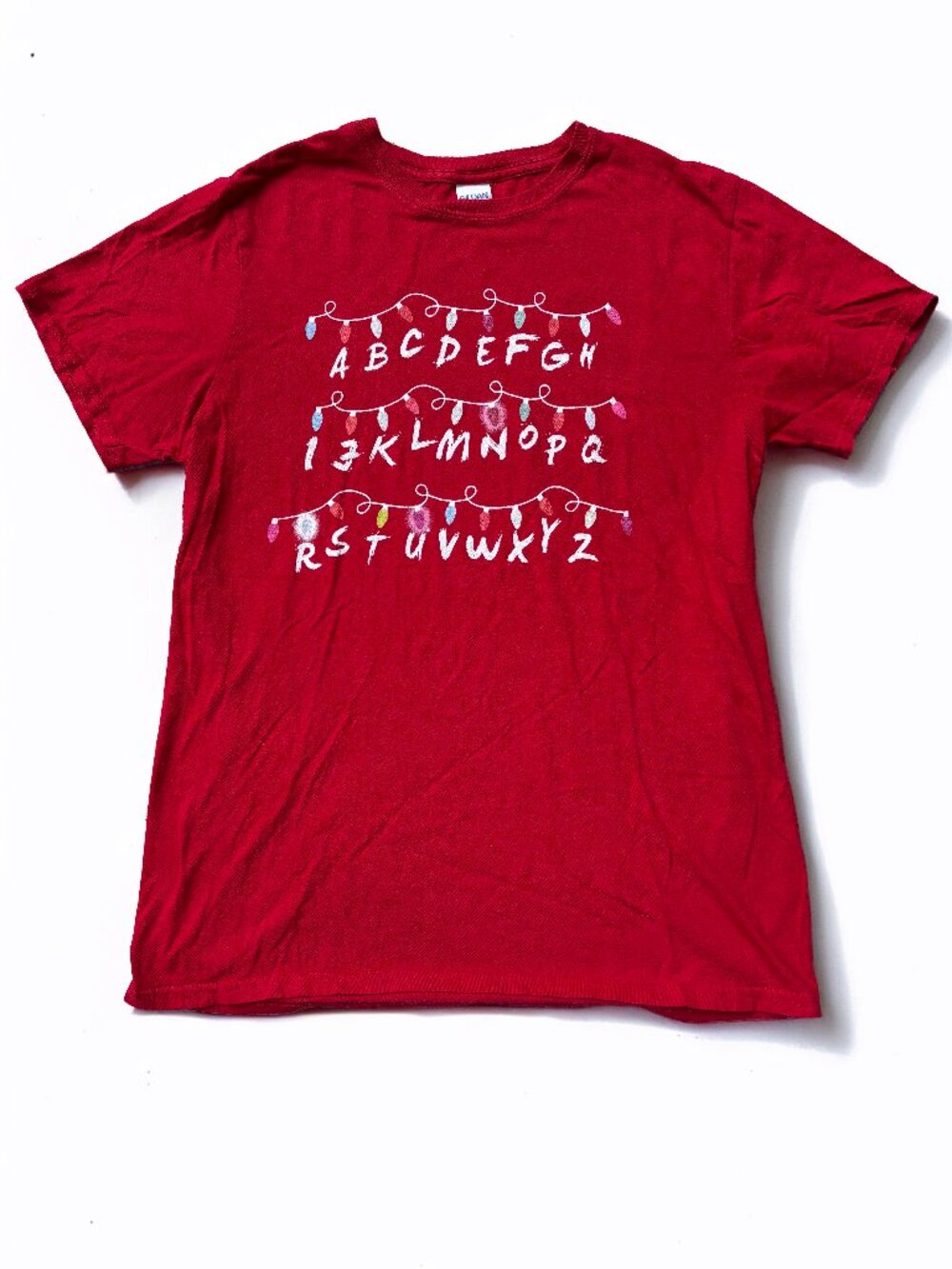 Stranger Things-inspired Alphabet Letters Red T-shirt Size Medium
